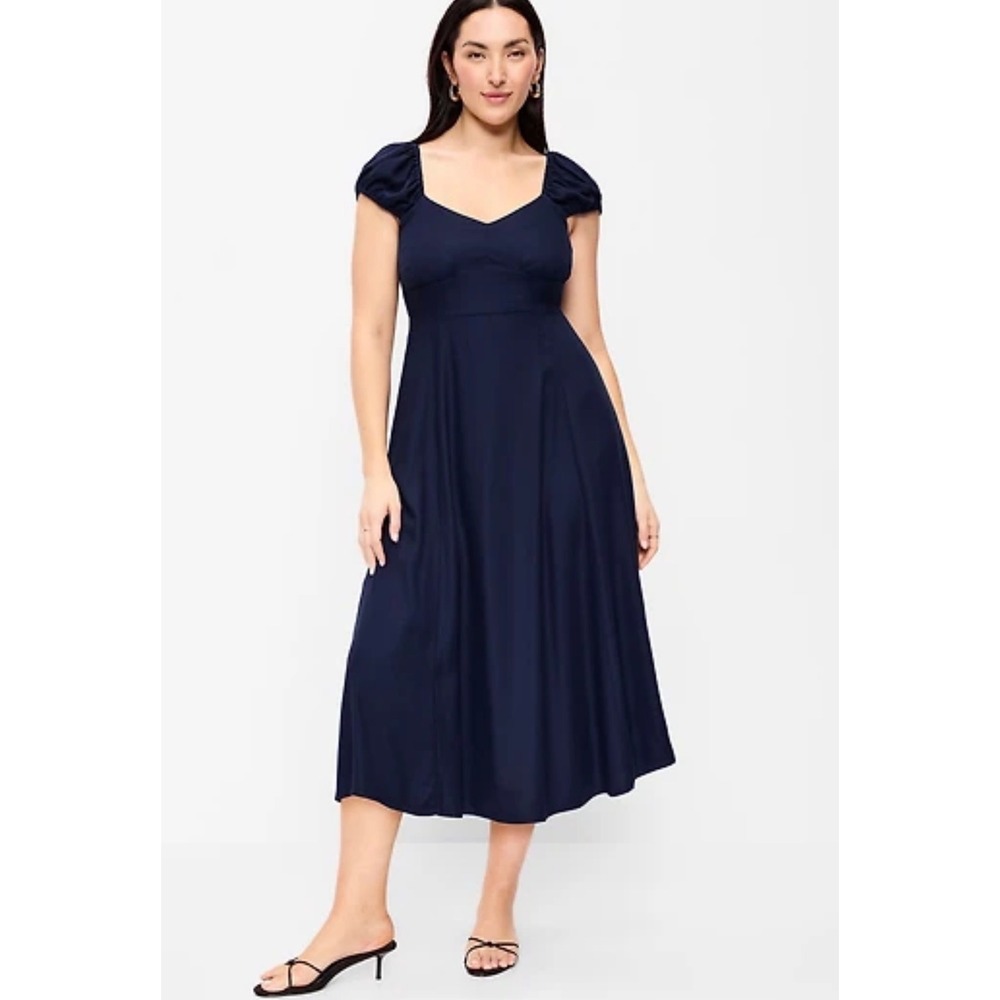 Old Navy Babydoll Cottagecore Boho Smocked Midi Dress 4X Romantic Wedding Guest